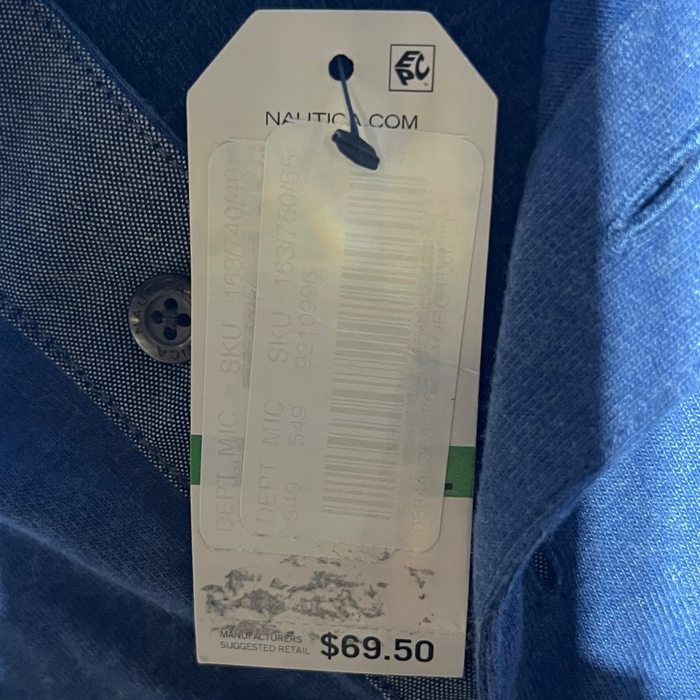 Nautica Mens Blue Heathered Long Sleeve Polo Shirt Size Large NWT - Picture 7 of 16